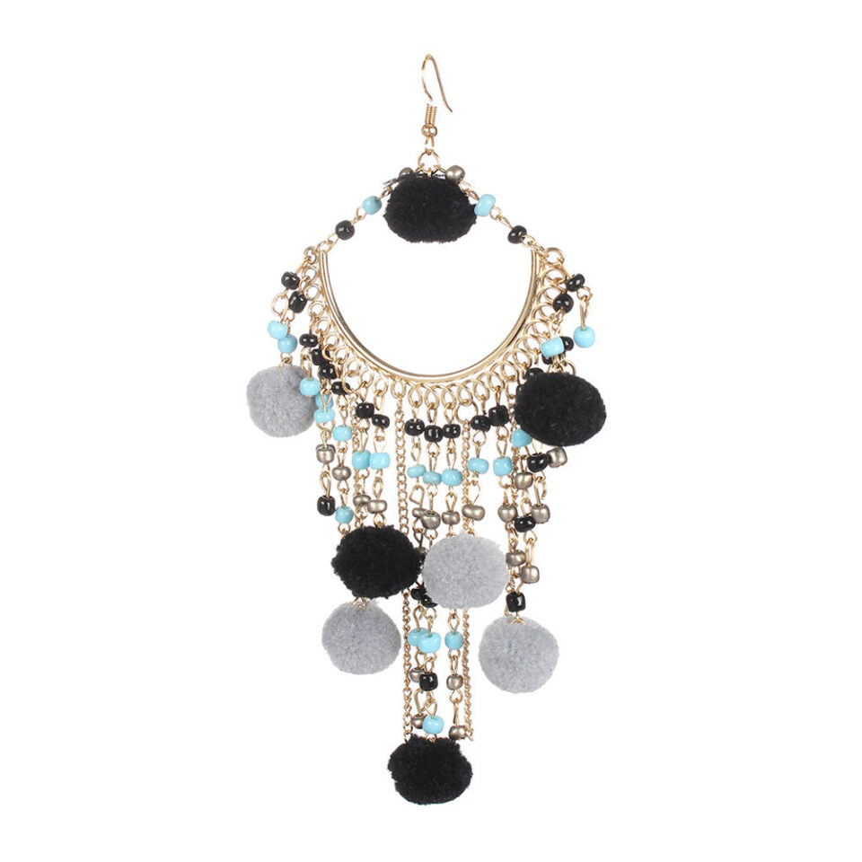 multi-color beaded golden earrings