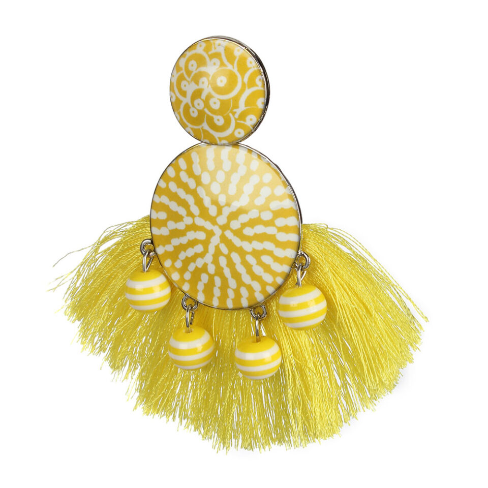 yellow tassel long earrings