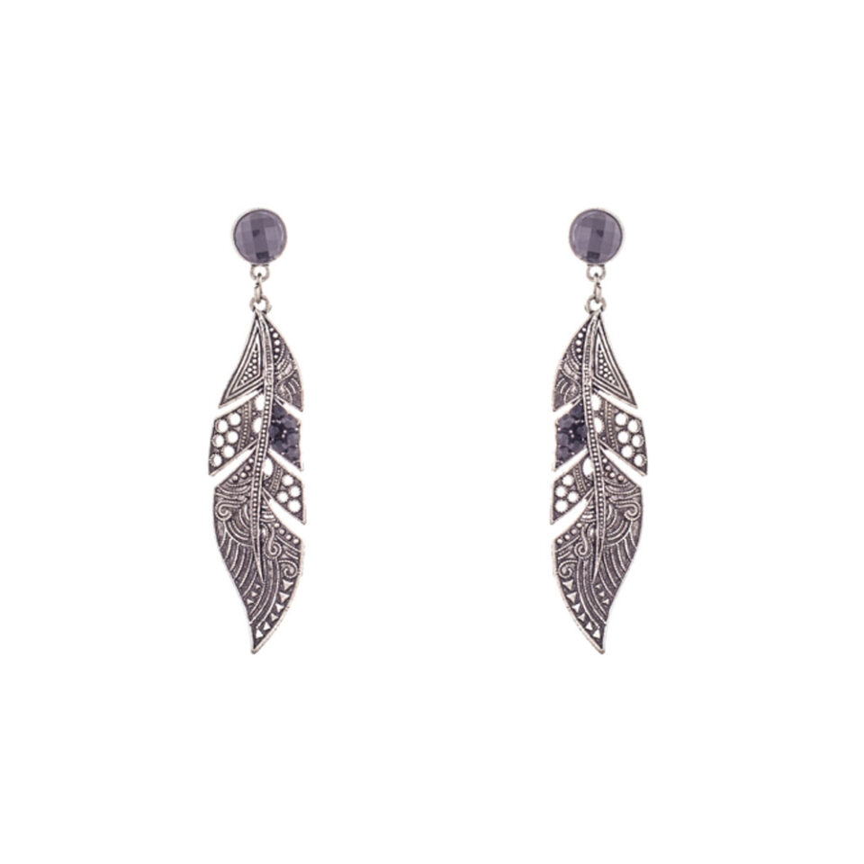 leaf long drop earrings