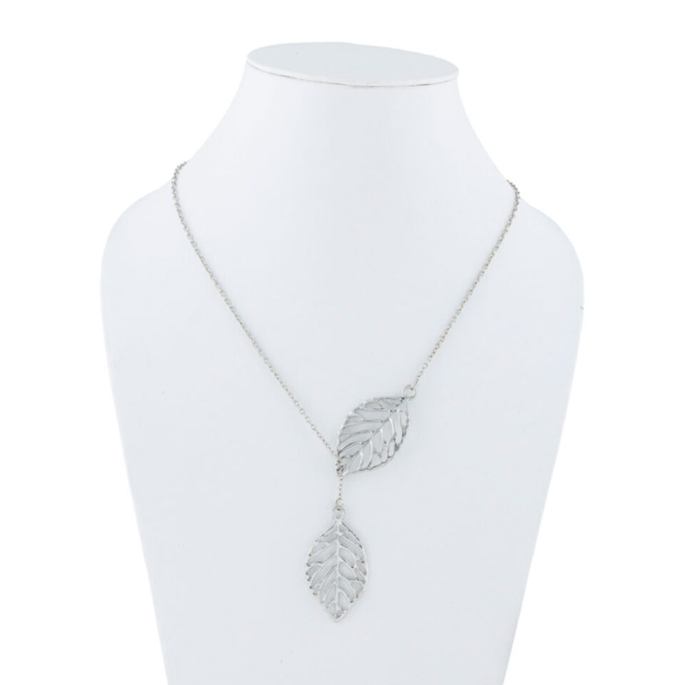 silver formal leafy necklace