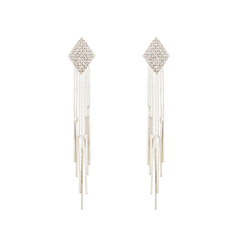 silver tassel drop earrings