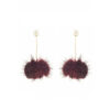 Pom-pom Fur Wine Earrings