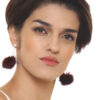Pom-pom Fur Wine Earrings