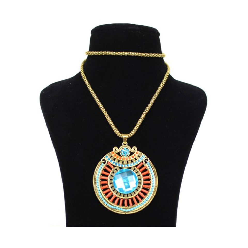 long pendant blue necklace